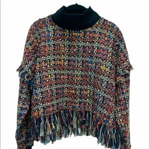 Zara Woman Sz Small Multicolored Textured Sweater